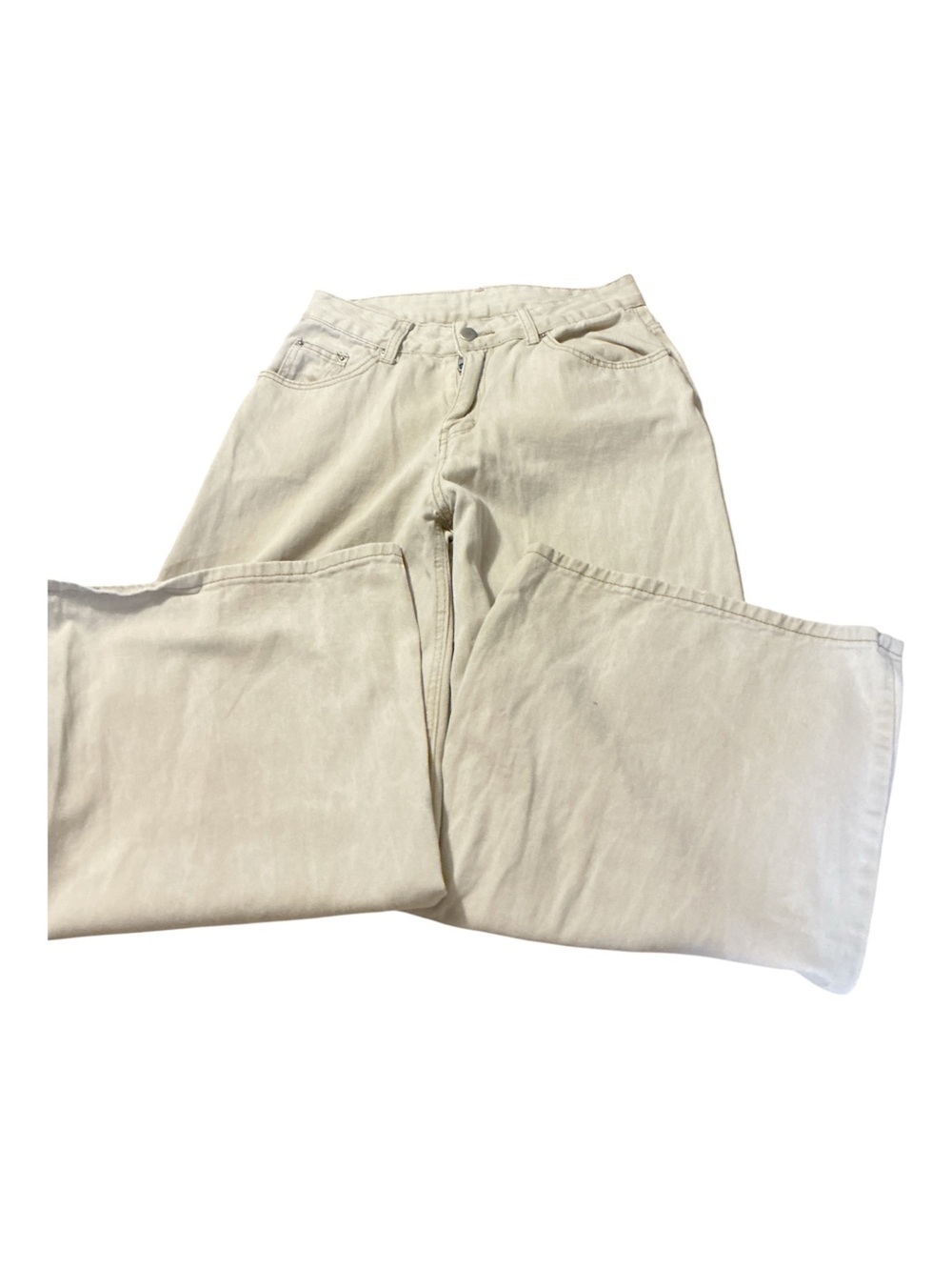 Men's Cream Straight-Leg Cotton Pants